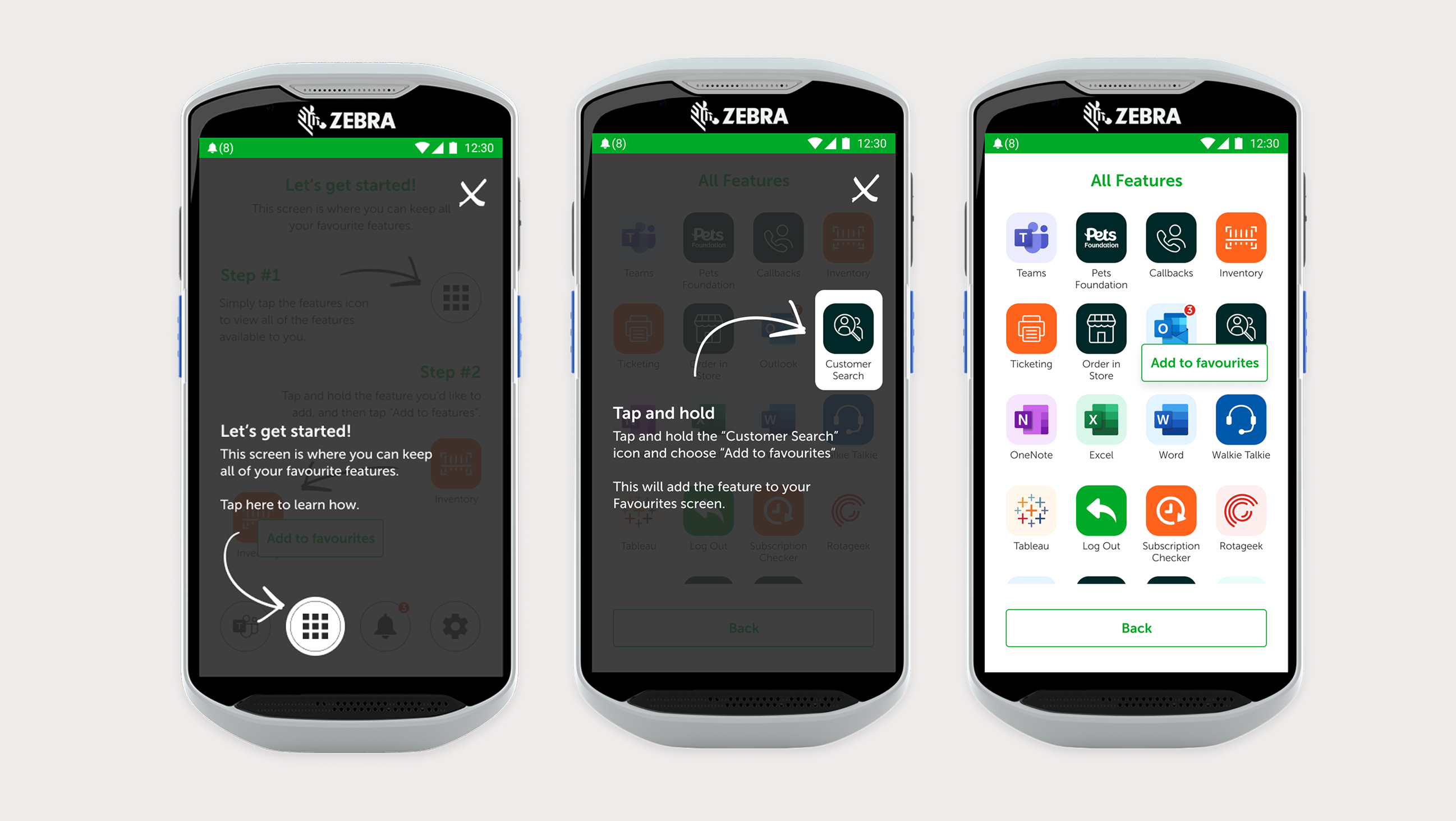 Onboarding screen explaining the favourites system
